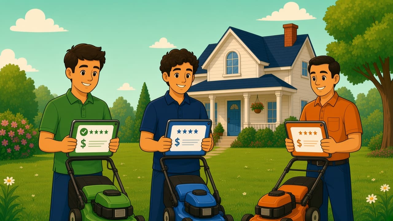 Three local lawn care shops each sending a different estimate for the same yard